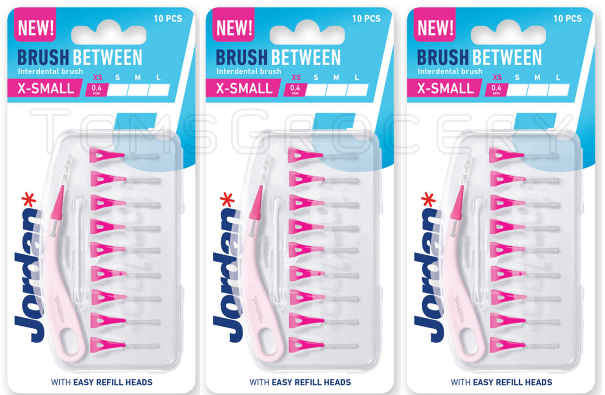 3 JORDAN BRUSH BETWEEN Refillable Interdental Brush With Refill Heads Size XS