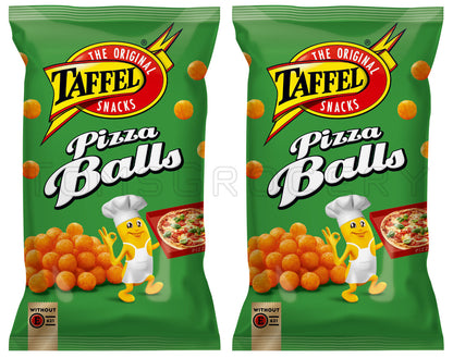 2 TAFFEL PIZZA BALLS Chips Puffed Crisps European Snacks 110g 3.8oz