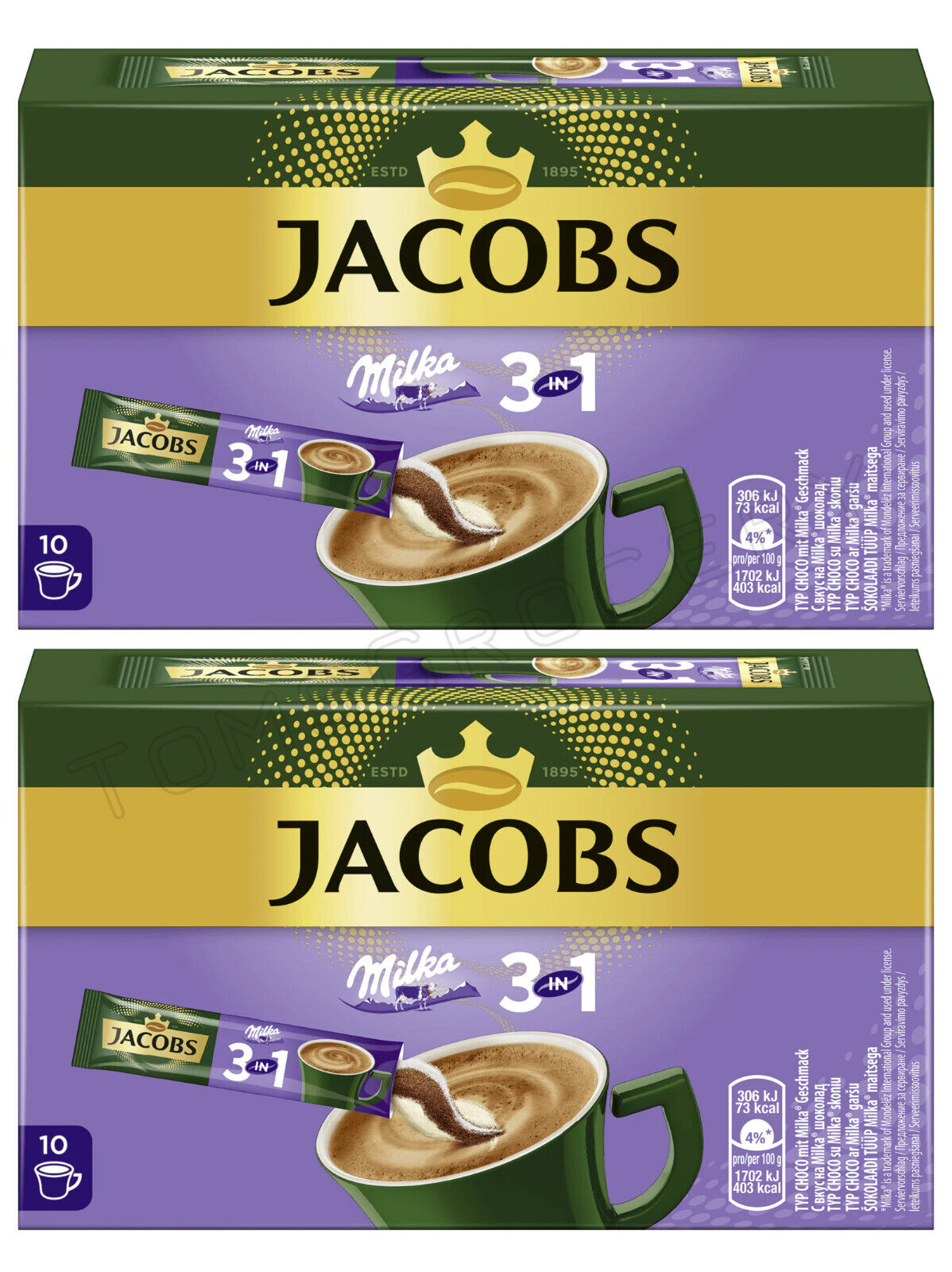2 JACOBS MILKA CHOCOLATE Flavor 3in1 Instant Coffee 180g 6.3oz