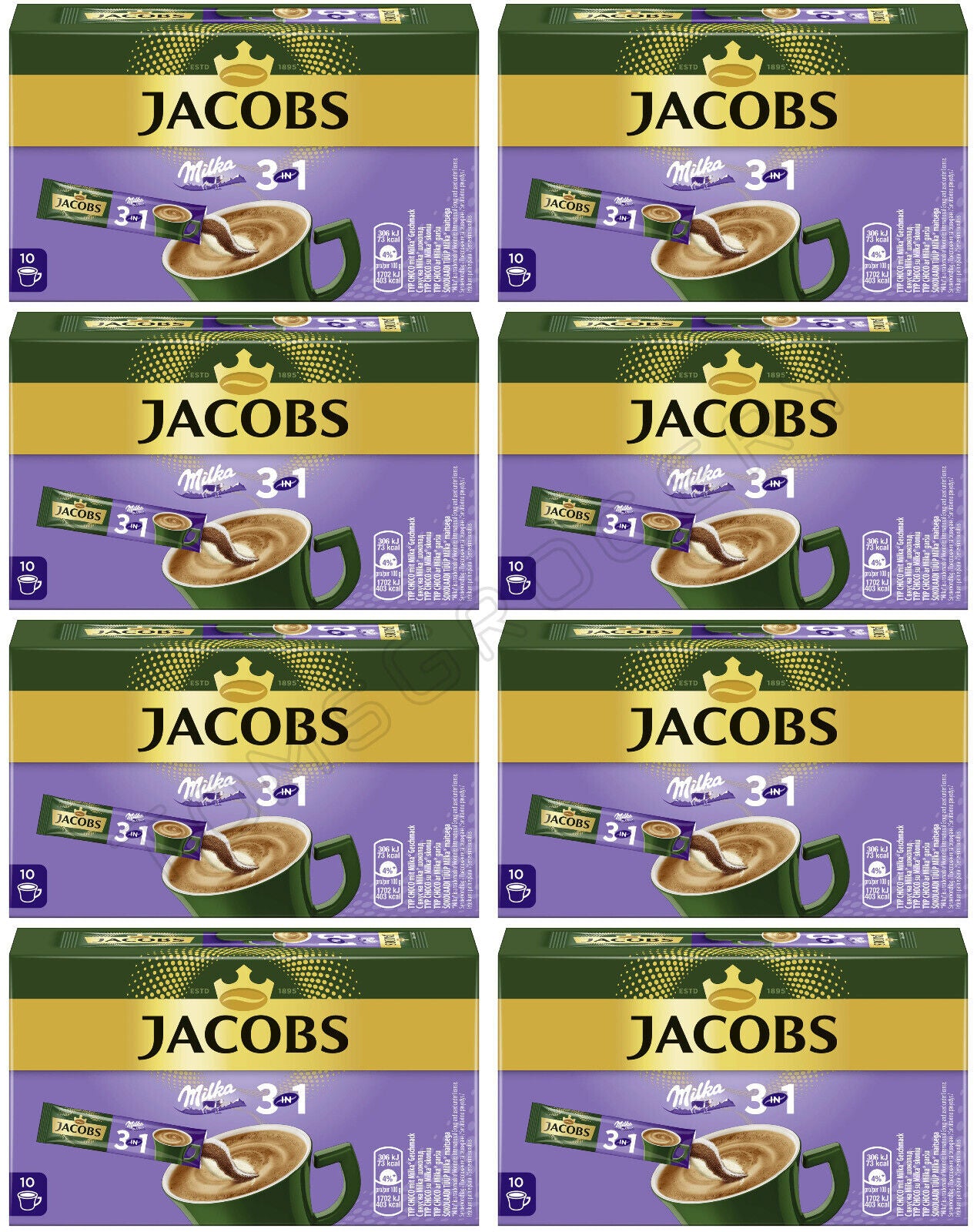 8 JACOBS MILKA CHOCOLATE Flavor 3in1 Instant Cappuccino Coffee Drink 180g 6.3oz