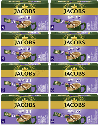 8 JACOBS MILKA CHOCOLATE Flavor 3in1 Instant Cappuccino Coffee Drink 180g 6.3oz