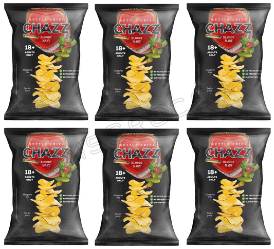 6 CHAZZ BLOODY MARY Flavor Kettle Potato Chips Crisps European Snacks 90g 3.1oz