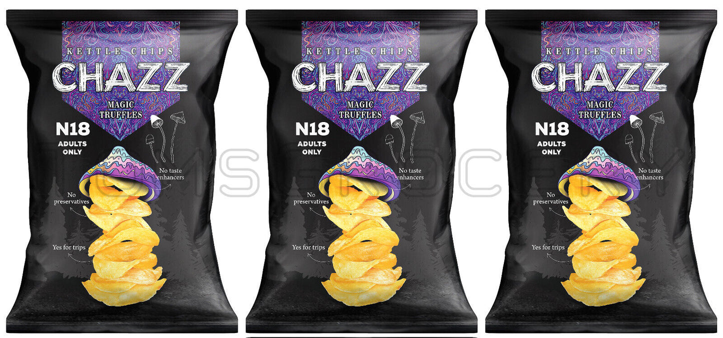 3 CHAZZ MAGIC TRUFFLES Flavor Kettle Potato Chips Crisps Snacks 90g 3.1oz