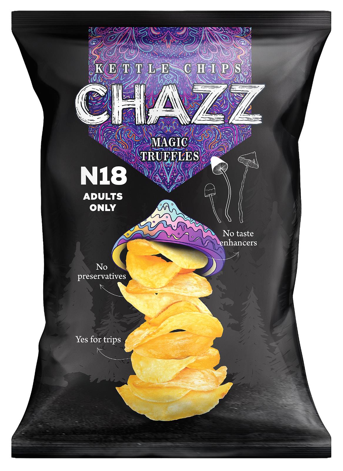 3 CHAZZ MAGIC TRUFFLES Flavor Kettle Potato Chips Crisps Snacks 90g 3.1oz