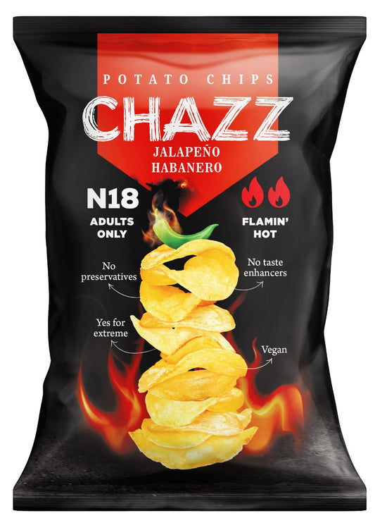 CHAZZ JALAPENO HABANERO Flamin Hot Flavor Potato Chips Crisps Snacks 90g 3.1oz