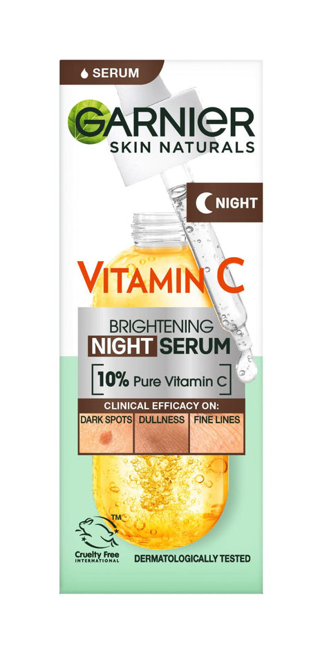 GARNIER Brightening Night Serum For Dark Spots Dullness Fine Lines 30ml