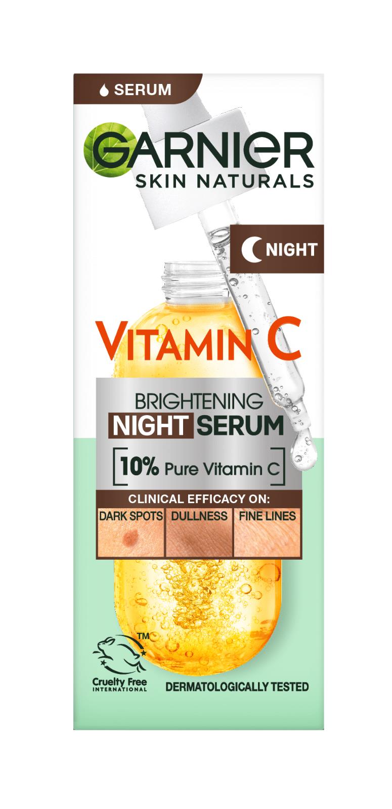 GARNIER Brightening Night Serum For Dark Spots Dullness Fine Lines 30ml