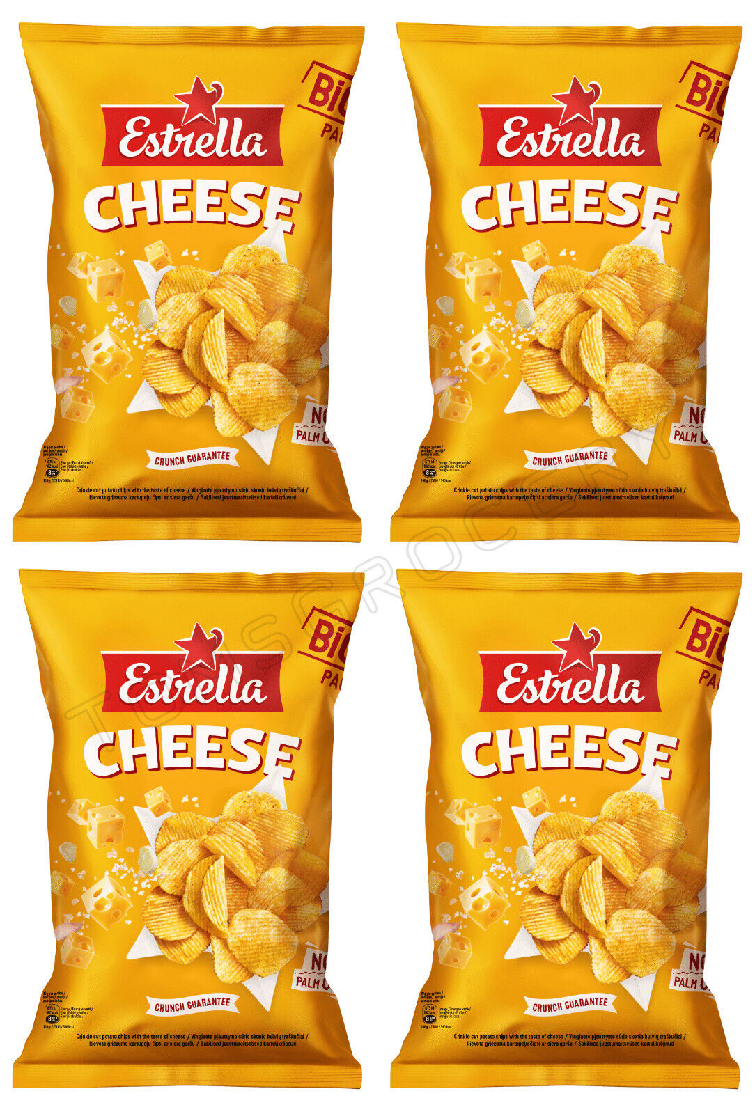 4 ESTRELLA CHEESE Flavor Potato Chips Crisps European Snacks 180g 6.3oz