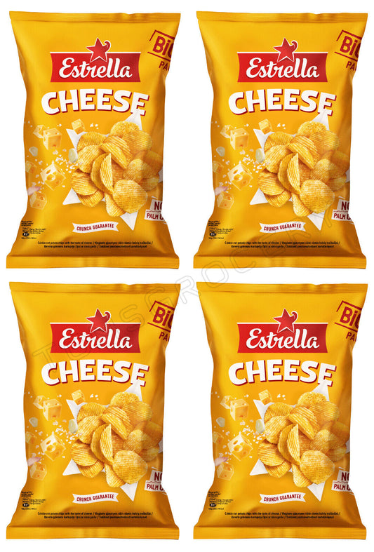 4 ESTRELLA CHEESE Flavor Potato Chips Crisps European Snacks 180g 6.3oz