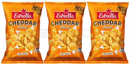 3 ESTRELLA CHEDDAR CHEESE Flavor Potato Chips Crisps European Snacks 250g 8.8oz