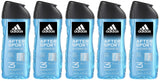 5 ADIDAS AFTER SPORT 3in1 Hydrating Shower Gel Bottles For Men 250ml