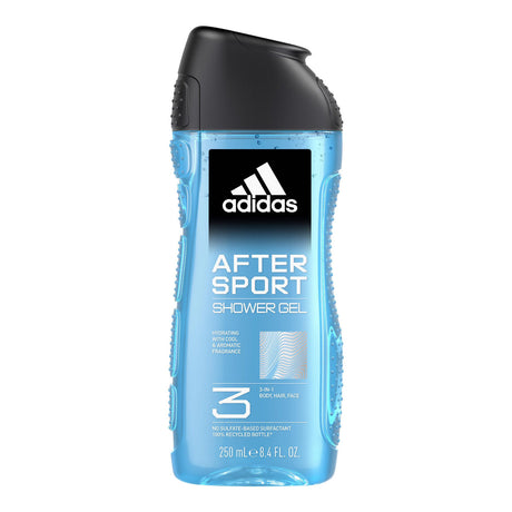 5 ADIDAS AFTER SPORT 3in1 Hydrating Shower Gel Bottles For Men 250ml