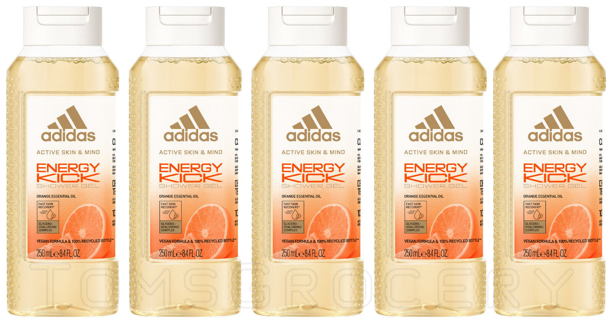 5 ADIDAS ENERGY KICK Orange Essential Oil Shower Gel 250ml
