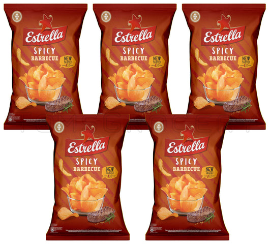 5 ESTRELLA SPICY BARBECUE Flavor Potato Chips Crisps European Snacks 130g 4.6oz