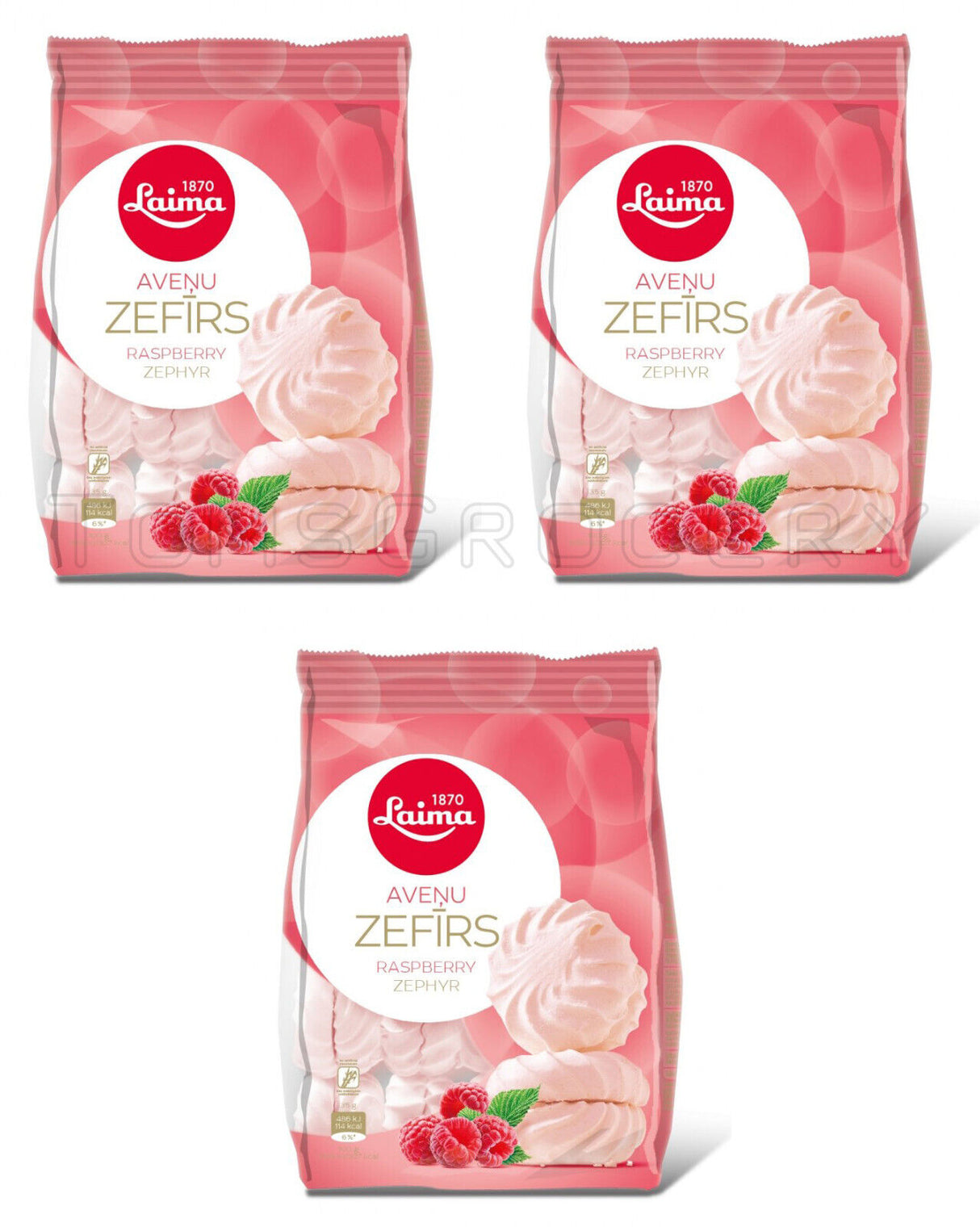 3 LAIMA RASPBERRY Flavor Zephyr Marshmallows Retro Latvian Sweets 200g 7oz