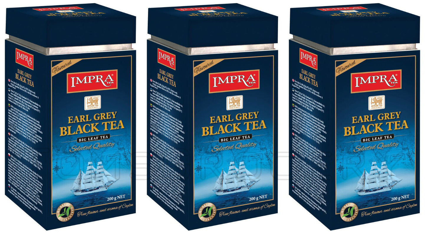 3 IMPRA EARL GREY Big Leaf Black Tea Tin All Natural Ingredients 200g 7oz