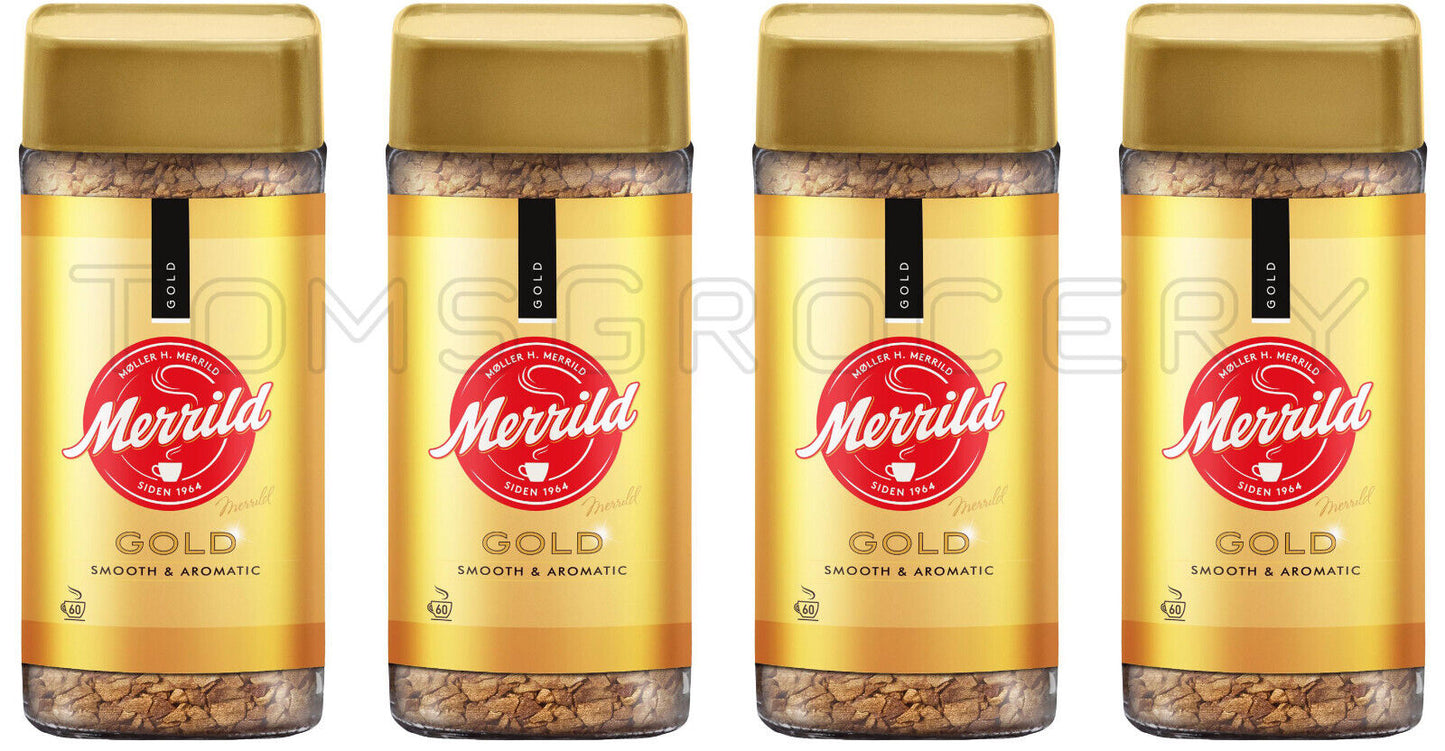 4 MERRILD GOLD Granulated Smooth & Aromatic Instant Coffee Jar 100g 3.5oz