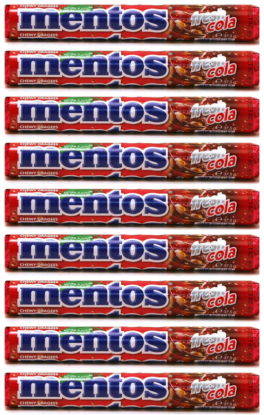 9 MENTOS FRESH COLA Flavor Chewy Dragees Candy Sweets 37.5g