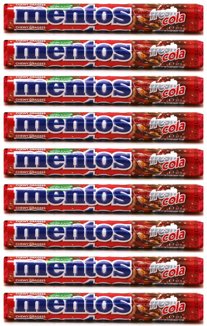 9 MENTOS FRESH COLA Flavor Chewy Dragees Candy Sweets 37.5g