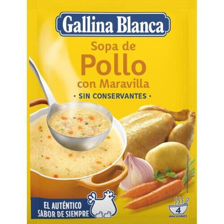 4 GALLINA BLANCA Maravilla Chicken Flavor Instant Noodle Soup 85g 3oz