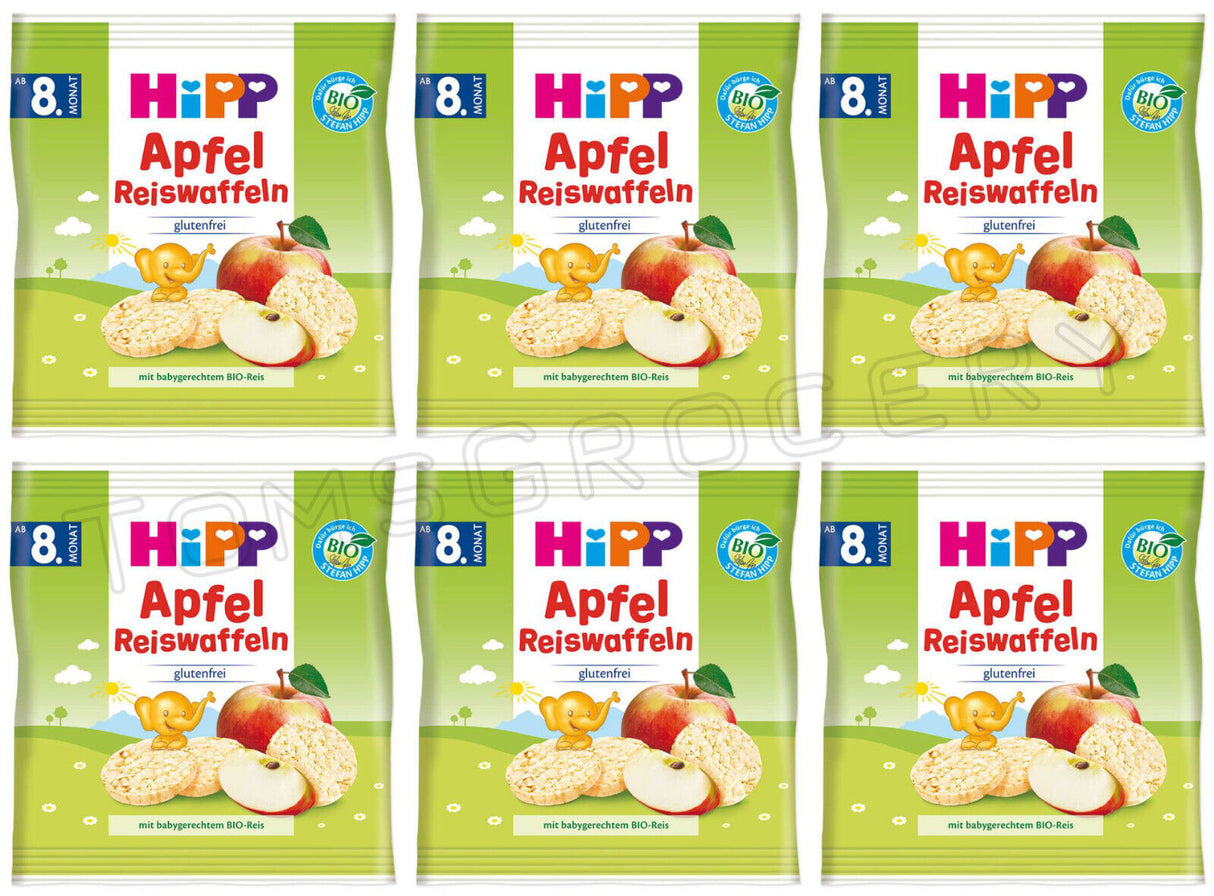 6 HIPP Organic Apple Rice Cakes Baby Snacks from 8 Months 30g 1.51oz