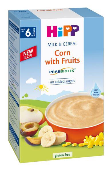 HIPP Corn Milk Cereal with Fruits from 6 Months Gluten Free 250g 8.8oz