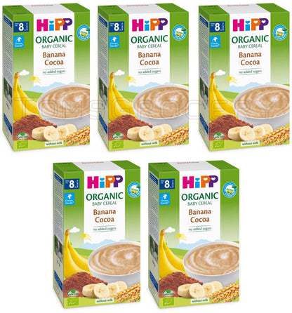 5 HIPP ORGANIC Baby Cereal with Banana & Cocoa from 8 Months 200g 7oz