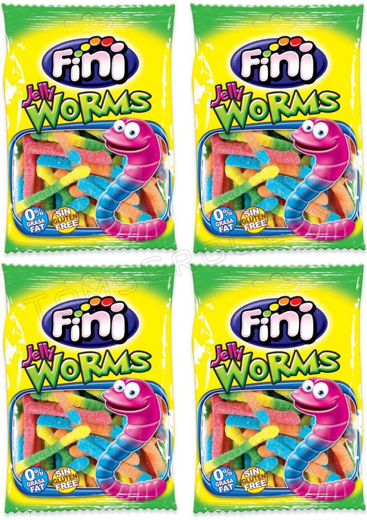 4 FINI JELLY WORMS Sugar Coated Gummies Candies Sweets European Snacks 90g