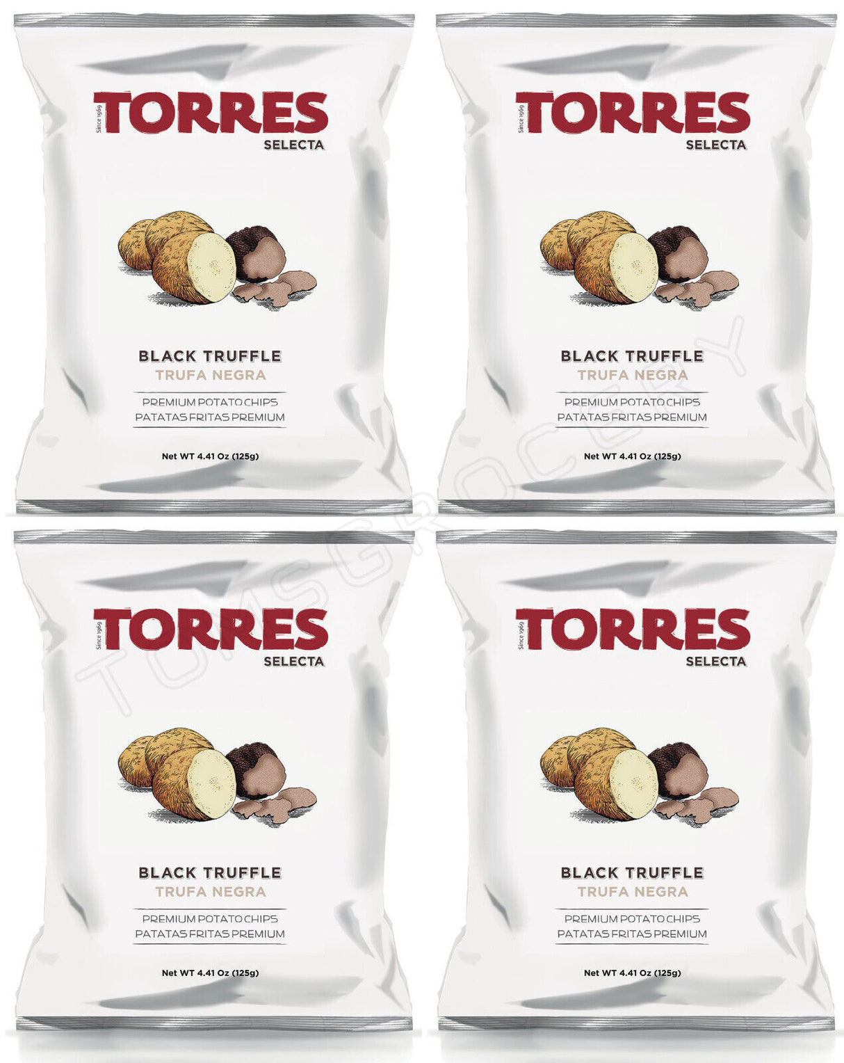 4 TORRES BLACK TRUFFLE Flavor Premium Potato Chips European Snacks 125g 4.41oz