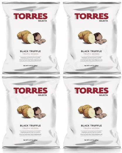 4 TORRES BLACK TRUFFLE Flavor Premium Potato Chips European Snacks 125g 4.41oz
