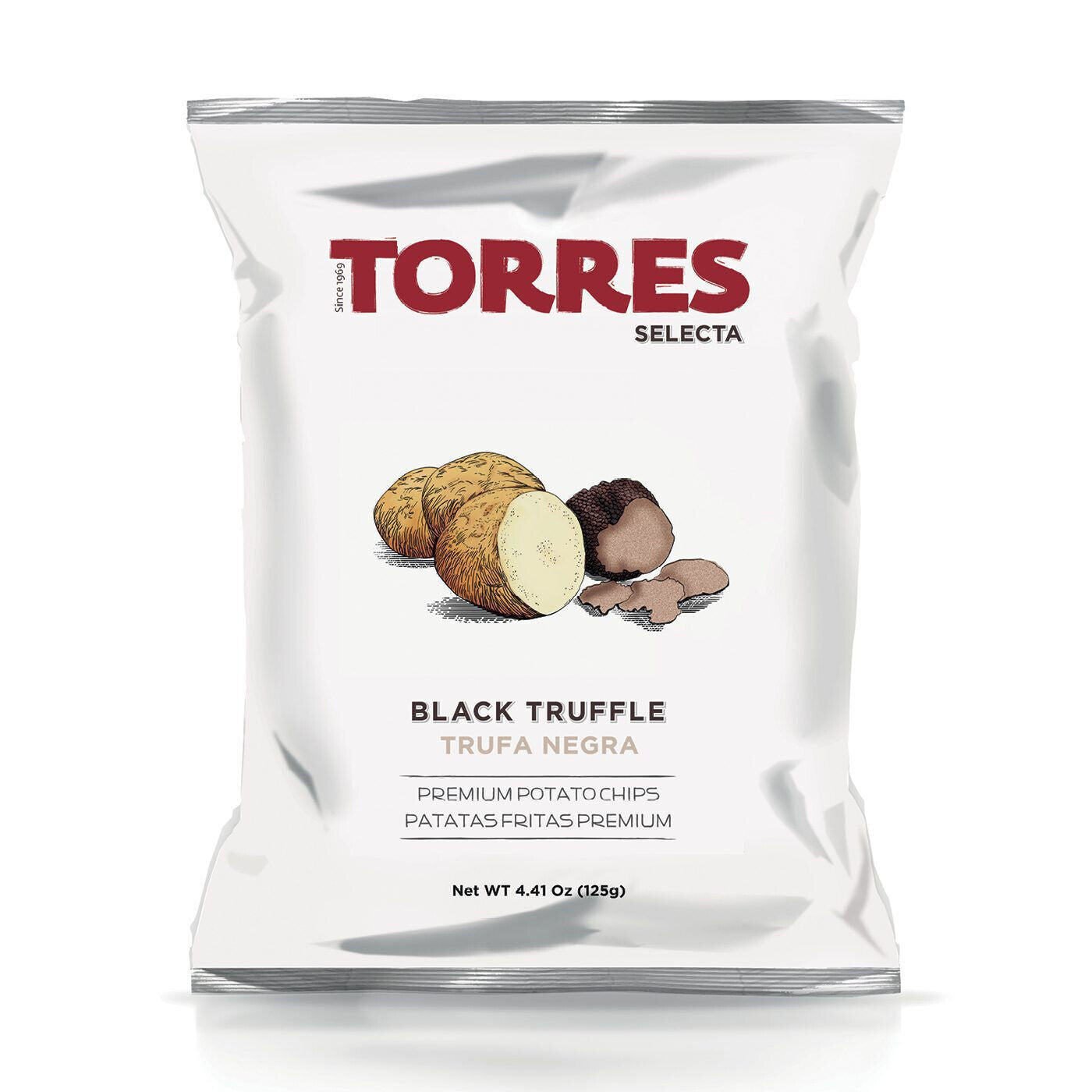 4 TORRES BLACK TRUFFLE Flavor Premium Potato Chips European Snacks 125g 4.41oz