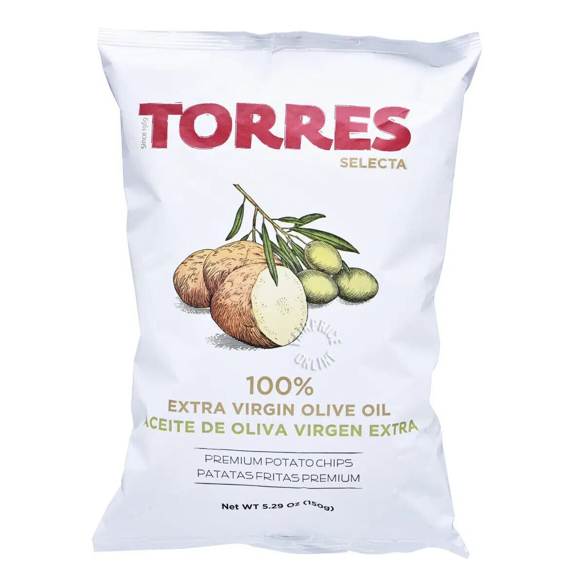 TORRES OLIVE OIL Flavor Premium Potato Chips European Snacks 150g 5.29oz