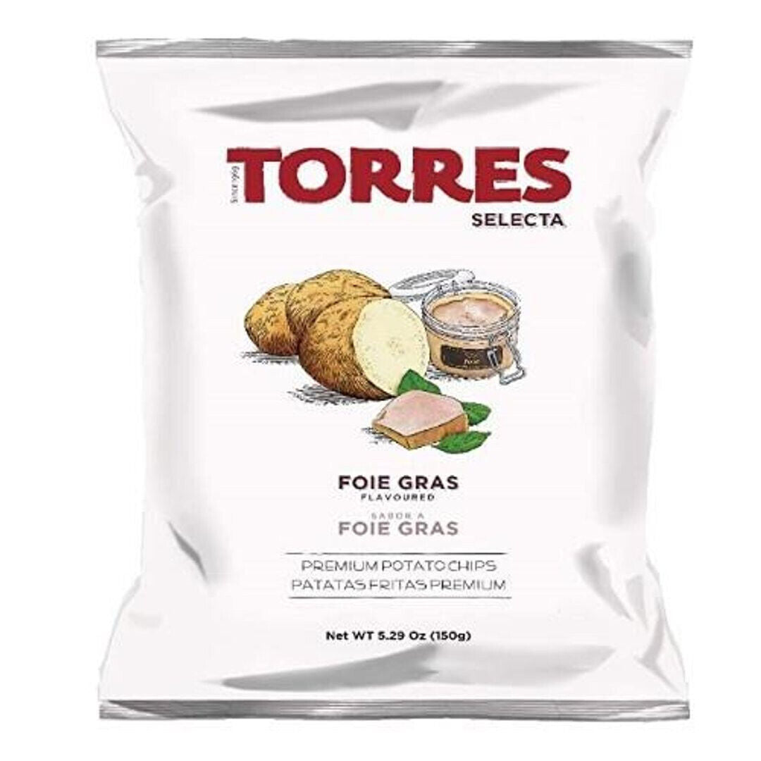 4 TORRES FOIE GRAS Flavor Premium Potato Chips Bags European Snacks 150g 5.29oz