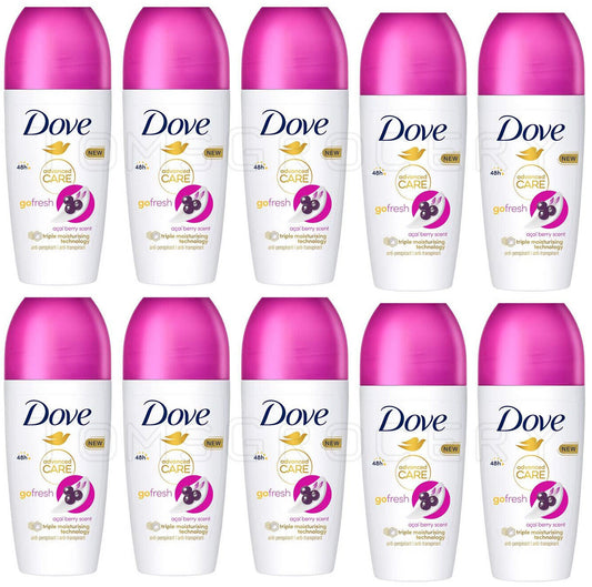 10 DOVE Go Fresh Moisturizing 48h Deodorant Antiperspirant Roll On Bottles 50ml