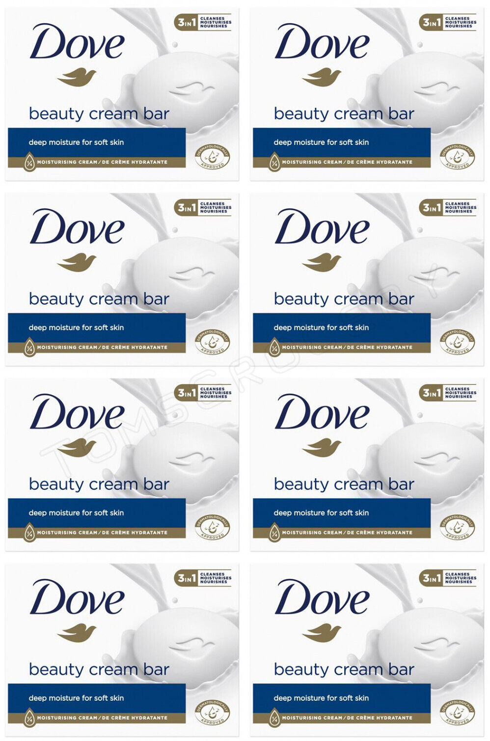 8 DOVE Deep Moisture Beauty Cream Bar for Soft Skin 90g