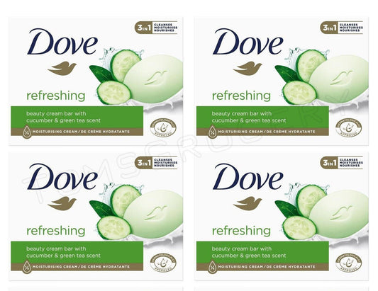 4 DOVE Refreshing Beauty Cream Bar with Cucumber & Green Tea Scent 90g