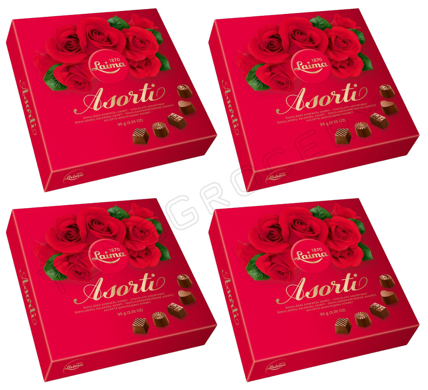 4 LAIMA Assorted Latvian Chocolate Pralines Gift Box Candies Sweets 95g