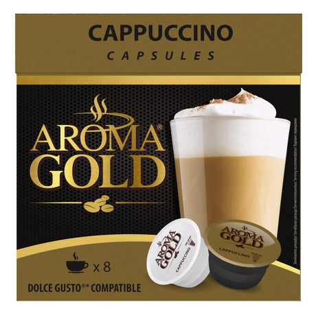 AROMA GOLD CAPPUCCINO Flavor Coffee Capsules Box for Dolce Gusto Machines