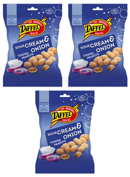 3 TAFFEL SOUR CREAM & ONION Coated Peanuts European Beer Snacks 140g 4.9oz