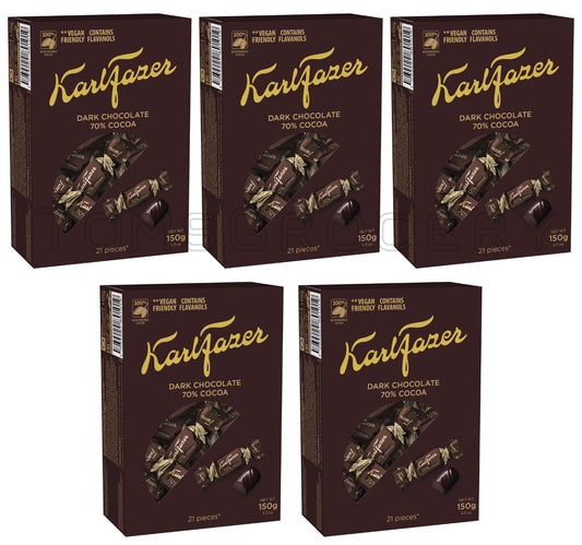 5 KARL FAZER DARK Chocolate 70% Cocoa Flavor Candies Sweets Gift Box 150g 5.3oz