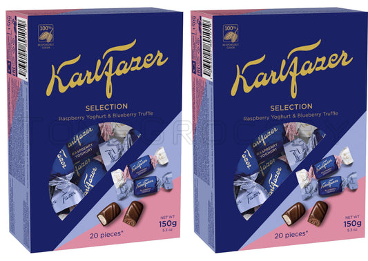 2 KARL FAZER Raspberry Yoghurt & Blueberry Truffle Flavor Chocolate Candies 150g