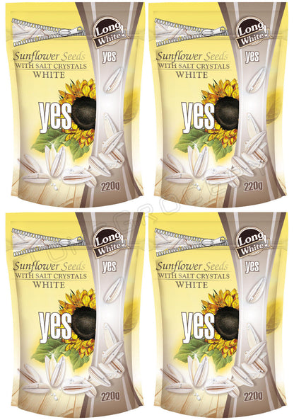4 YES LONG WHITE Roasted Sunflower Seeds with Salt Crystals Beer Snacks 220g