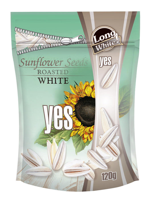 YES LONG WHITE Roasted Sunflower Seeds Unsalted Beer Snacks 120g 4.2oz