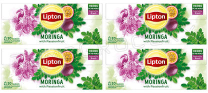 4 LIPTON MORINGA with Passionfruit Herbal Tea Infusion Boxes (80 servings)