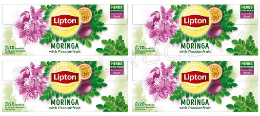 4 LIPTON MORINGA with Passionfruit Herbal Tea Infusion Boxes (80 servings)