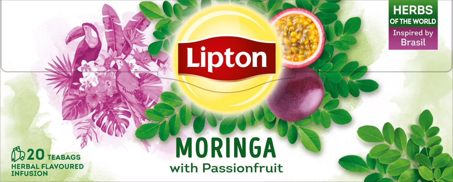 4 LIPTON MORINGA with Passionfruit Herbal Tea Infusion Boxes (80 servings)