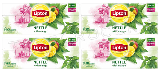 4 LIPTON NETTLE with Mango Herbal Tea Infusion Boxes (80 servings)