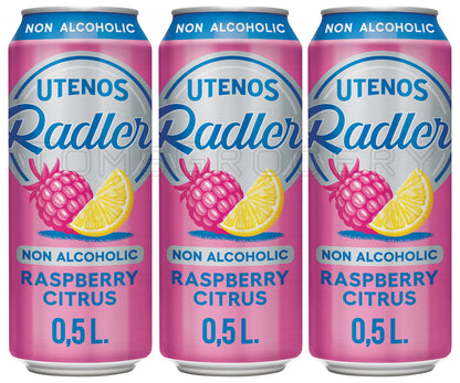 3 RADLER RASBPERRY CITRUS NON ALCOHOLIC Beer Cocktail Drink 500ml 16.9fl oz