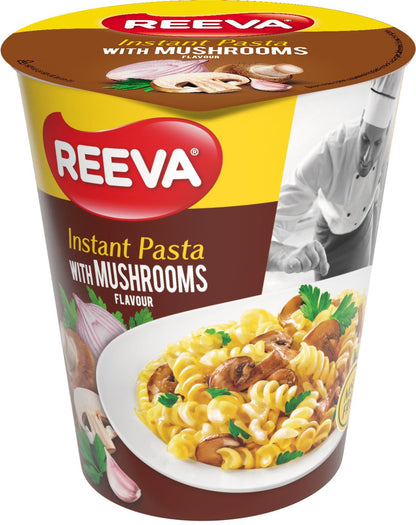 4 REEVA MUSHROOMS Flavor Instant Pasta Noodles Quick Prep Snacks (Rollton) 70g