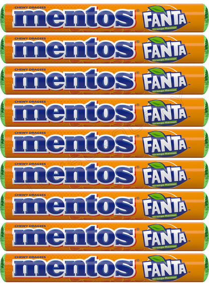 9 MENTOS FANTA ORANGE Flavor Chewy Dragees Candy Sweets 37.5g